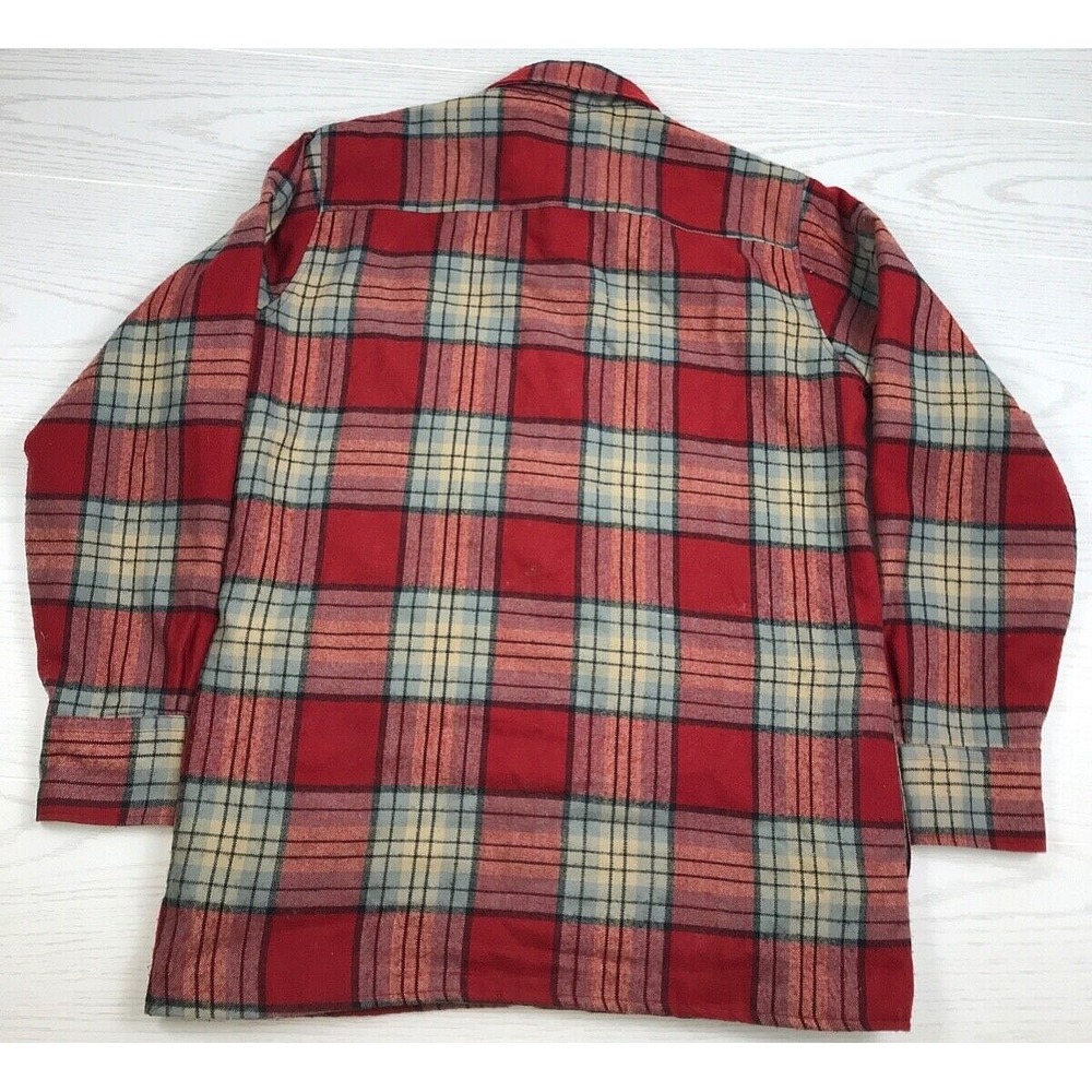 Vintage 70s Shacket M Arrow Sportswear Red Plaid Button Up Quilted Lined Shirt